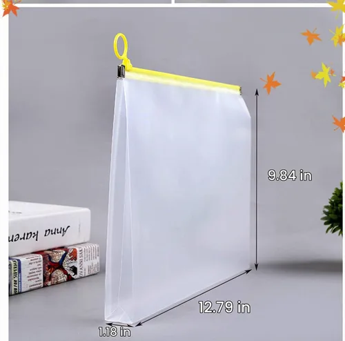 Vista 2 de Sobres de plástico transparentes con cierre de 9x12, carpeta de archivos, portadocumentos de papel, paquete de 12