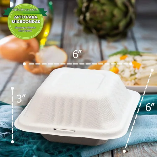 Vista 4 de Green Earth Concha compostable de 6 pulgadas, 100 unidades ecológicas