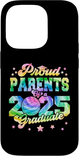 Vista 17 de iPhone 16 Parents of a 2025 Graduate Tie Dye Graduation VolleyBall Case