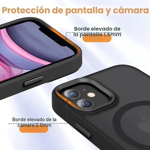 Vista 5 de YENAPOON Funda magnética mate para iPhone 11 con 1 protector de pantalla, compatible con Magsafe, translúcida esmerilada, delgada, a prueba