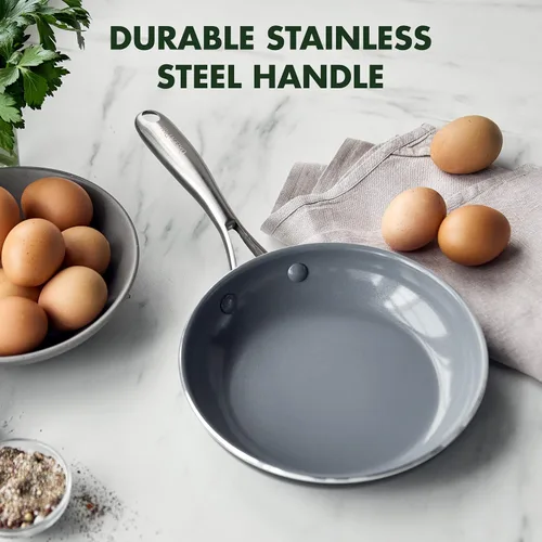 Vista 4 de GreenPan Swift Healthy Ceramic - Sartén antiadherente de 8 pulgadas, mango de acero inoxidable, sin PFAS, apto para lavavajillas, apto para horno
