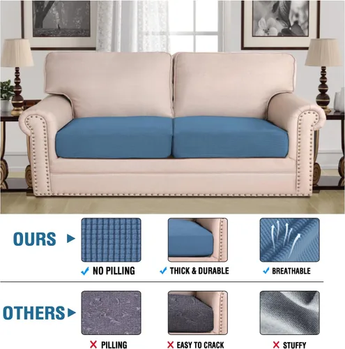 Vista 535 de H.VERSAILTEX Fundas de Cojín de Asiento Individuales Super Elásticas Fundas de Sofá Fundas de Cojín de Sofá Fundas Deslizables Juegos Tela de Sarga