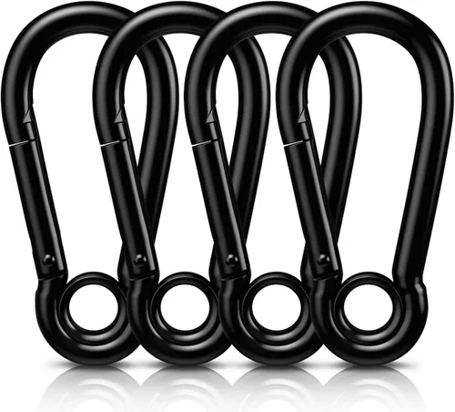 Vista 10 de AUTMATCH Carabiner Clips 3" - Heavy Duty Spring Snap Hook Clips Negro (estilo platy)
