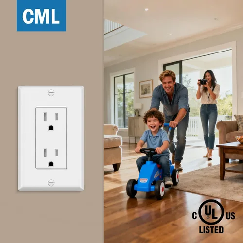 Vista 7 de CML - Paquete de 50 tomas de corriente de 15 amperios resistentes a manipulaciones, certificación UL Decorator Electrical Outlets, 15A/125V, NEMA