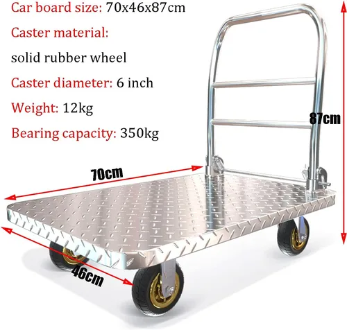 Vista 2 de Camiones de plataforma de mano con ruedas silenciosas, carro de plataforma plegable, para carga y almacenamiento, carga de peso de 771.6-1,102.3 lbs