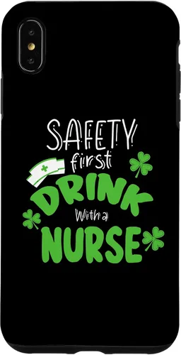 Vista 7 de iPhone 15 Safety First Drink With A Nurse Funny RN St. Patrick's Day Case