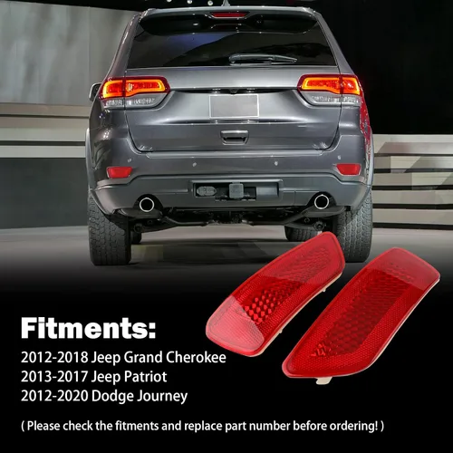 Vista 7 de Lámpara reflectora de parachoques trasero compatible con Jeep Grand Cherokee 2012-2018, Patriot 2013-2017, Dodge Journey 2012-2020 Reflectores
