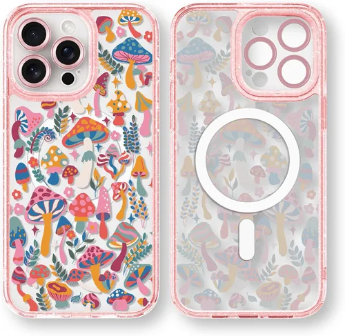 Vista 77 de Compatible para iPhone 13 Funda Bonita Estética - Funda para Teléfono Rosa con Purpurina con Protector de Cámara - Diseño de Cubierta