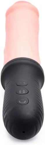 Vista 4 de Consolador vibratorio y empujador automático de 8 veces con asa, color beige