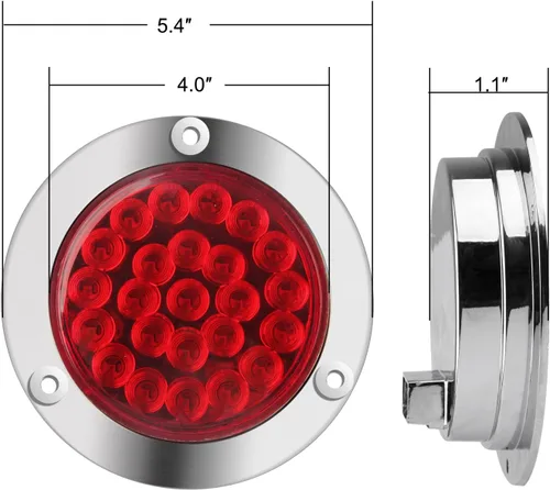 Vista 5 de Kit de 6 luces traseras LED redondas de 4 pulgadas para remolque, 4 rojas + 2 blancas de 4 pulgadas, luces LED redondas para parar, girar, marcha