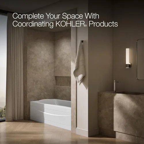 Vista 6 de Kohler 1259-RA-0 Mariposa 72.4 in x 36.0 in baño alcobólico, drenaje derecho, Blanco