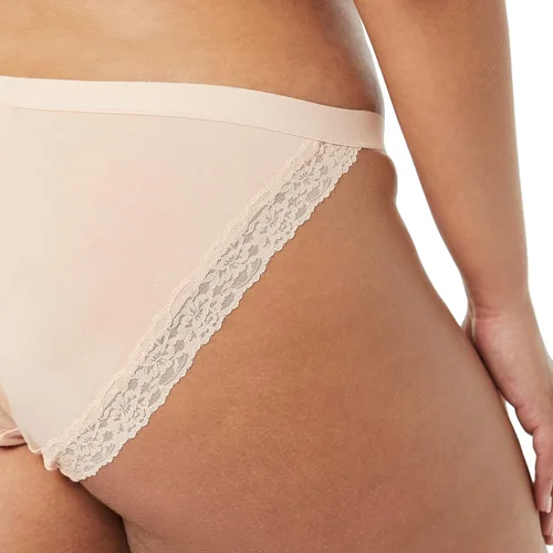 Vista 6 de Tienda Essentials Calzoncillos Tanga de algodón y encaje para mujer, paquete de 4