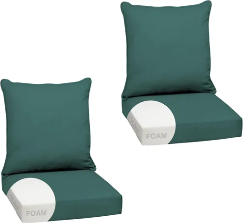 Vista 44 de Arden - Juego de cojines de asiento profundo para exteriores, espuma, 24x24, aguamarina