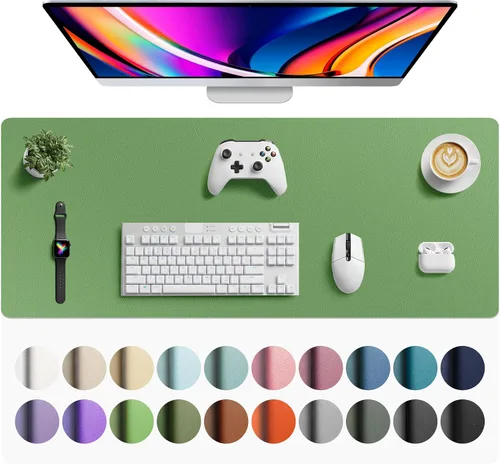Vista 33 de Aothia - Protector de escritorio de cuero sintético grande, base antideslizante para mouse y superficie para escribir, impermeable, fácil de Agua