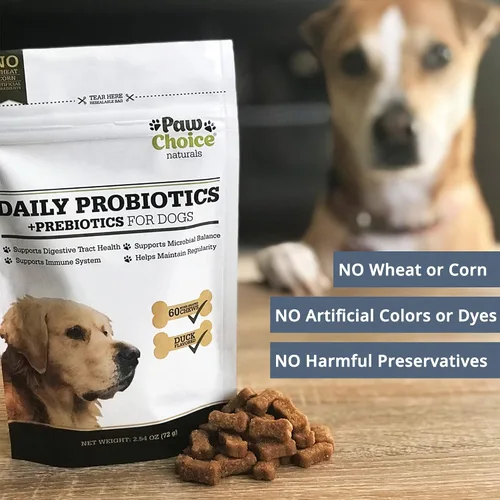 Vista 5 de Paw Choice Probióticos para perros con prebióticos – Masticables diarios para la salud intestinal, la digestión, la regularidad y el apoyo