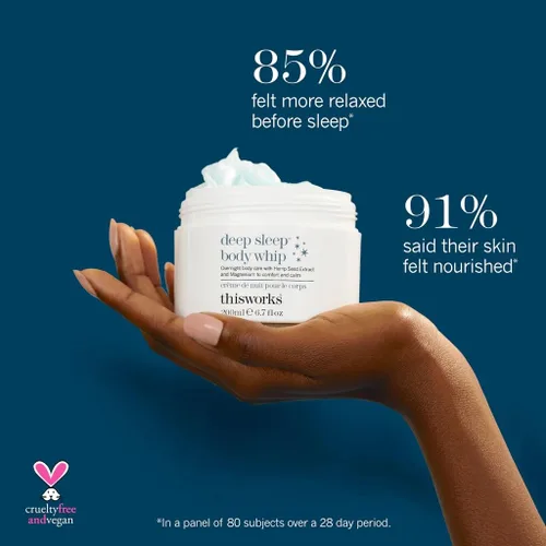 Vista 4 de THISWORKS Deep Sleep Body Whip - Hidratante corporal nocturno ultra rico con manteca de karité, magnesio y aceites esenciales - Nutre la piel