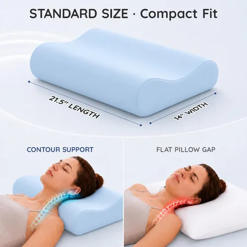 Vista 5 de Almohada de espuma viscoelástica con contorno firme, almohada cervical para aliviar el dolor de cuello, almohadas ortopédicas para dormir de lado