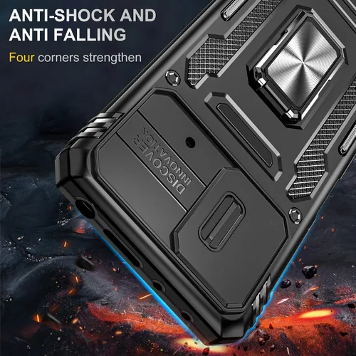Vista 2 de Funda resistente para Xiaomi Poco X4 Pro 5G con funda protectora de cámara para Poco X4 Pro 5G, a prueba de golpes, con soporte de anillo magnético