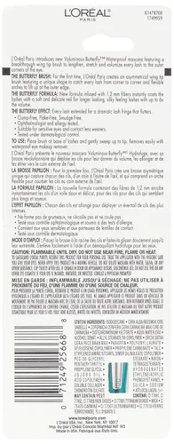 Vista 3 de L'Oreal Paris Máscara de mariposa Voluminosa, impermeable, negro, 0.22 onzas líquidas, 1 unidad