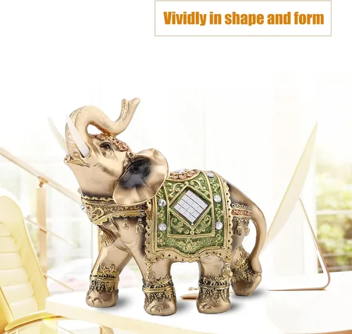 Vista 2 de Estatua de elefante de la suerte para decoración del hogar, tienda y recepción, elefante tailandés de la buena suerte Feng Shui, tres tamaños