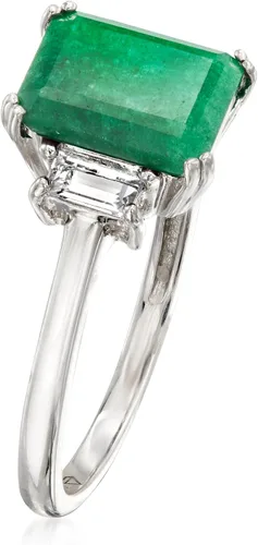 Vista 3 de Ross-Simons Anillo esmeralda de 2.00 quilates con topacio blanco de 30 qt t t en plata de ley