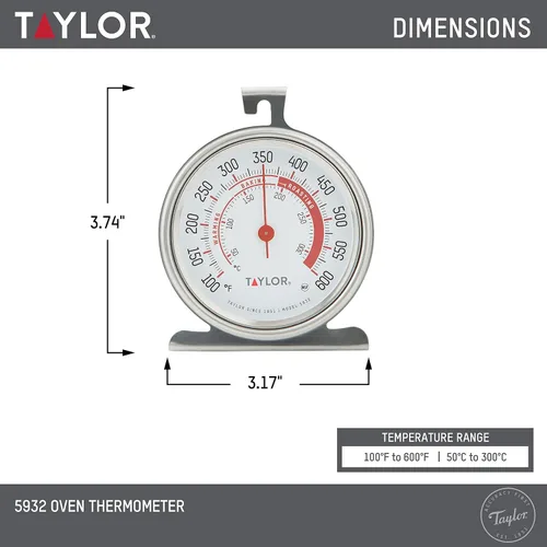 Vista 3 de Taylor Precision Products - Termómetro de esfera grande, color plateado