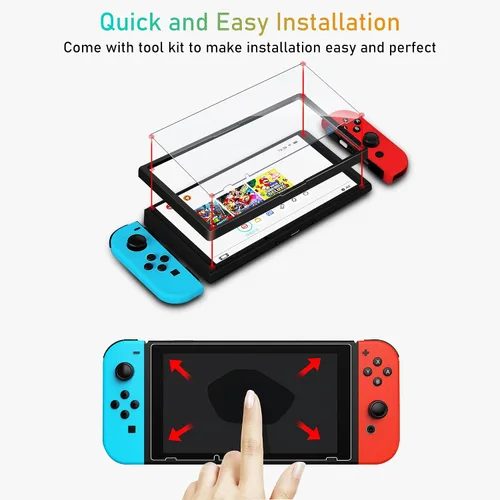 Vista 7 de Paquete de 3 protectores de pantalla de vidrio compatibles con Switch Premium Protector de pantalla de vidrio templado