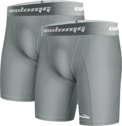 Vista 9 de COOLOMG Paquete de 2 pantalones cortos de compresión para niños con Negro