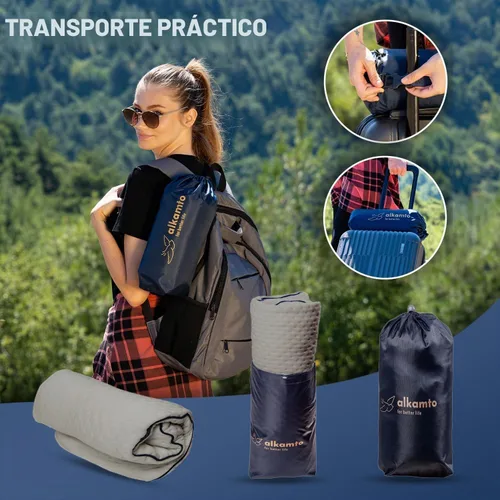 Vista 3 de alkamto Cómoda almohada de espuma viscoelástica para viajes y campamentos, bolsa portátil fácil de llevar, funda de almohada con regulación