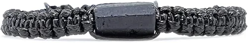 Vista 2 de Pulsera de cuerda negra ajustable hecha a mano con piedra natural, turmalina negra, regalos para hombres y mujeres, Nailon, turmalina negra
