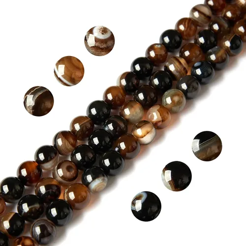 Vista 13 de 100 piezas de cuentas de ágata negra de 6 mm, cuentas naturales de piedras preciosas redondas sueltas para hacer joyas