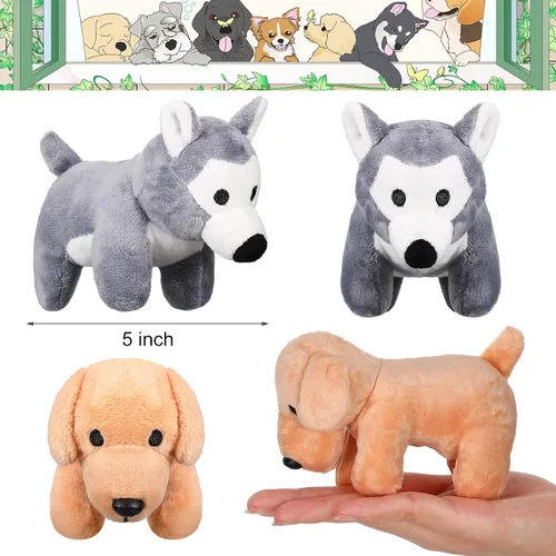 Vista 2 de Sumind 8 piezas de perros de Navidad de peluche, surtido a granel de lindos perritos de peluche de 5 pulgadas, pequeño animal para Navidad