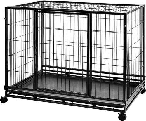 Vista 8 de Amazon Basics - Perrera portátil resistente apilable para perros y mascotas con bandeja, negro, 24.0"L x 28.0"W x 37.0"H