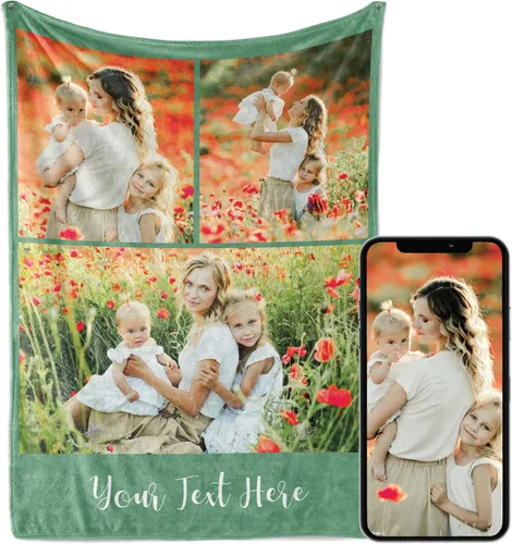 Vista 10 de Manta personalizada con imagen, se envía al día siguiente, impresa en Estados Unidos, manta de fotos personalizada, colores vibrantes, suave