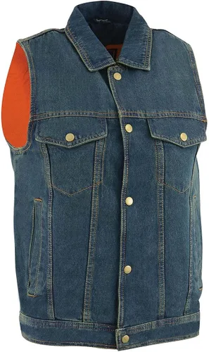 Vista 8 de Chaleco vaquero para hombre, estilo motorista, modelo Edge