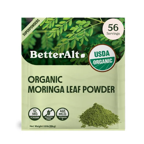 Vista 9 de Better Alt Polvo de moringa orgánico, certificado por USDA, polvo de hoja de moringa, perfecto para batidos, té, bebidas y recetas, superalimento