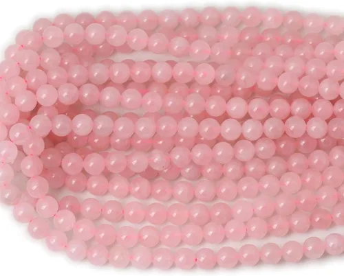 Vista 5 de Pulsera de cuentas de cuarzo rosa natural AAA para hombre, pulsera elástica para mujer, pulsera elástica (oro de cuarzo rosa)