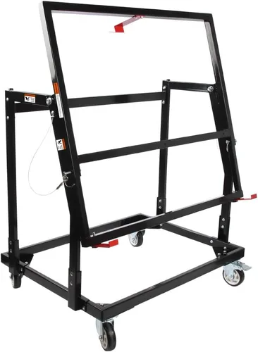 Vista 8 de O'SKOOL Carro de paneles de yeso, carro de manipulador de panel inclinable plegable con ruedas giratorias de goma, soporte de tienda para madera