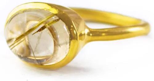 Vista 106 de Oval Birthstone Ring Bezel Set in Vermeil Gold, Sterling Silver, or Rose Gold, Stacking Birthstone Ring [rOMB]