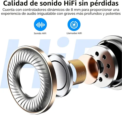 Vista 2 de Kurdene - Auriculares inalámbricos Bluetooth 5.3 ligeros Premium Sound Bass Ear buds with Charging Case,Smart Touch Control,Built in Mics Negro
