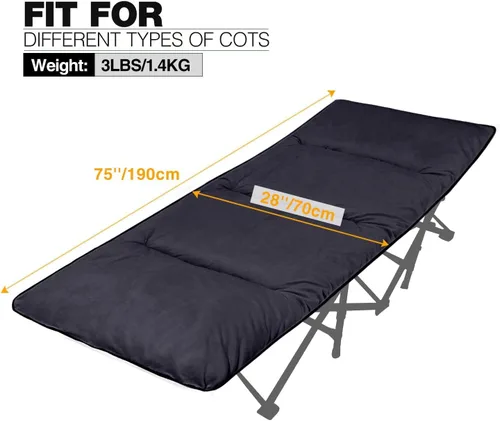 Vista 2 de REDCAMP Extra Thick Folding Sleeping Cot Pads, 75"x28"Comfortable Soft Velvet Cotton Camping Cot Mattress Pad for Hiking, Backpacking,Navy Gray Brown