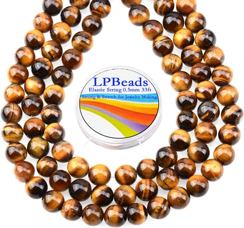 Vista 11 de LPBeads 100 Cuentas de 8mm Cuentas Redondas Naturales de Chakra, Cuentas Sueltas de Piedra Preciosa Redondas para Hacer Joyas con Cordón Elástico