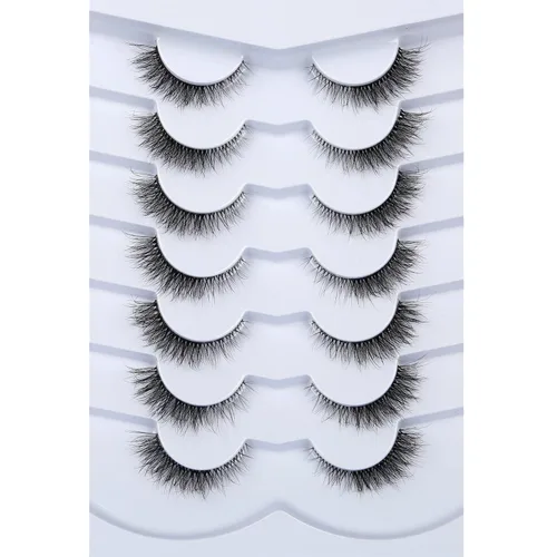 Vista 35 de Pooplunch - Pestañas postizas estilo ojo de gato, extensión de volumen 8D natural, finas, cortas, de visón sintético, tiras de pestañas postizas