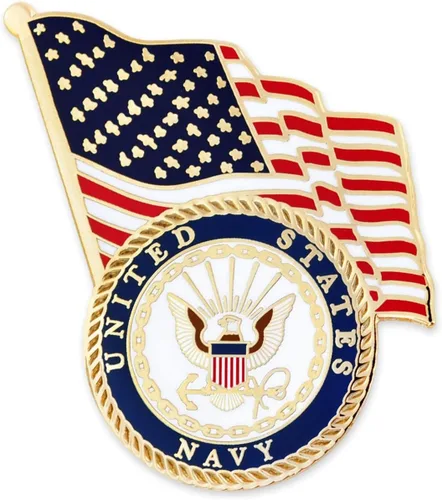Vista 13 de PinMart Pin de solapa con licencia oficial de la Marina de los Estados Unidos – Pin de emblema militar de la Marina de los Estados Unidos – Broche
