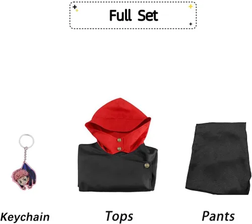 Vista 4 de Yuuji Itadori - Disfraz de cosplay para hombre, disfraz de anime Kaisen Jujutsu de Kaisen, uniforme escolar japonés, tops y pantalones