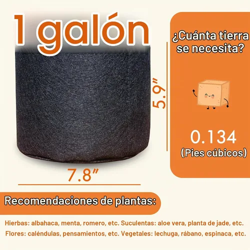 Vista 2 de Gardzen - 20 bolsas de cultivo con asas de 1 a 10 galones de tela