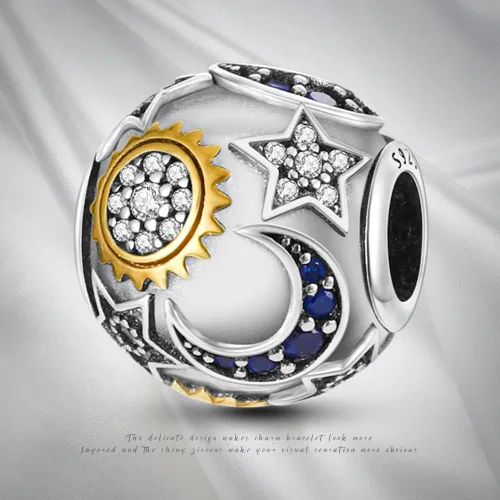 Vista 7 de Pandach Dijes de plata de ley 925 para pulsera y collar, colgante con piedras de circonita cúbica 5A, cuentas de joyería, regalos para mujeres