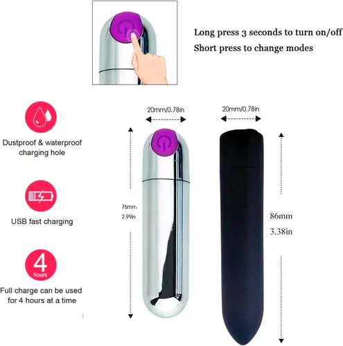 Vista 5 de Mini juguete sensorial de 10 velocidades potentes para mujeres, portátil de mano recargable por USB, impermeable, juguetes para mujeres