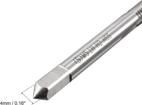 Vista 4 de uxcell Macho métrico para máquina izquierda M5 rosca 0.8 paso H2 precisión 3 flautas acero de alta velocidad 2 unids