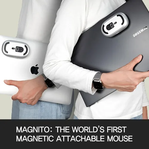 Vista 5 de Magnito - Ratón magnético inalámbrico Bluetooth para MacBook, iPad, laptop, Windows, Chrome OS, Linux - Compacto y portátil, acoplable, clics Rosa